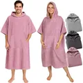 CalmyBEACH Frottee Badeponcho Damen Herren - Strandponcho 100% Baumwolle Surf Poncho Erwachsene Handtuch Kapuze Bade Surfponcho Bademantel (Altrose, L/XL)