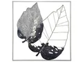 Beliani Elegante Wanddekoration schwarz/grau/gold Blattform Rhenium