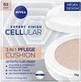 Nivea Foundation CELLULAR EXPERT FINISH 3IN1 CUSHION LSF 15, spendet Feuchtigkeit, ebenmäßigere Haut, mindert Fältchen.