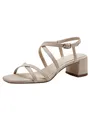 Tamaris Damen Sandalette mit Blockabsatz, beige, 41 EU