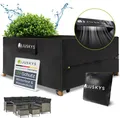 Juskys Gartenmöbel Abdeckplane CoverSafe Pro 200x200x90 cm - wasserdicht, UV-Schutz mit Lüftungsschlitz