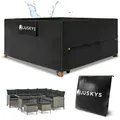 Juskys Gartenmöbel Abdeckplane CoverSafe Pro 200x200x90 cm - winterfest & wasserdicht - Schutzhülle für Gartentisch, UV-Schutz, Abdeckhaube Gartentisch