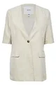ICHI IHVILNA BL Damen Blazer Longblazer Jacke Leinen Ein-Knopf-Longblazer, Größe:36, Farbe:Pale Khaki Melange (1512161)