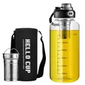LEKEFETO Trinkflasche Glas 1.5L mit Teesieb – Auslaufsichere Glas Wasserflasche, Wasserflasche Trinkflasche 1500ml – Borosilikatflasche für Tee, Büro, Schule, Sport