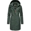 Ragwear Wintermantel Jannisa stylischer Damen Winterparka mit Kapuze grün XS (34)