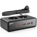 VOOMY Mehrfachsteckdose mit USB (65W), Steckdosenwürfel 4000W, Steckdosenleiste Überspannungsschutz, Mit 2 USB-C und 2 USB, 2m Verlängerungskabel, Steckerleiste mit Schalter, Für Laptop, Handy, Tablet