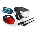 ANSMANN LED Akku Fahrradlicht Set StVZO (LED Frontlicht + LED Rücklicht) IPX4