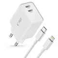 Tech-Protect C35W 2x USB-C PD 35W Netzwerkladegerät mit USB-C / Kompatibel mit iPhone (Kabel) – Weiß