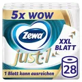Zewa Just1 Toilettenpapier ohne Hülse mit extra großen Tüchern, 7 Packungen mit je 4 Rollen à 99 XXL Blatt