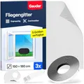 GAUDER Fliegengitter für Fenster - Insektenschutz ohne Bohren - Fliegengitter mit Klettband - Fliegennetz aus Polyester - Mückennetz & Moskitonetz für Fenster (3 Stück - 150 x 180 cm - schwarz)
