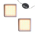 kalb | LED Vitrinenleuchte Quina, 3000K, 12V, mit Fußschalter, 1-10er Set, silber matt, quadratisch, 53mm, mit Erweiterung dimmbar (2er Set)