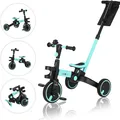 FableKids®Dreirad 7in1 Kinderdreirad Laufrad Lenkstange Fahrrad Baby Kinderwagen | Elternlenkung|Klappbar | Becherhalter | ab 18 Monaten | Blau