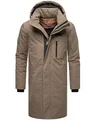 STONE HARBOUR Herren warmer Wintermantel lang mit abnehmbarer Kapuze und magnetischer Abdeckleiste Xandroo XX Stone Brown Gr. 3XL