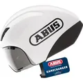 ABUS Zeitfahrhelm Gamechanger TT 1.1 - aerodynamischer Fahrradhelm für sportliches Fahren - Triathlon, Zeitfahren und Bahnradfahren - für Damen und Herren - Größe M, Weiß