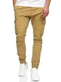 Indicode Herren Alex Cargohose aus Baumwolle mit 6 Taschen | Cargo Chino Hose f. Männer Amber, M