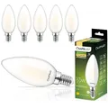 Lumiled B35 E14 LED Lampe 7W (ersetzt 60W), 806 Lumen, Vintage Filament Milch Glas Leuchtmittel Kerze Kerzeform 3000K Warmweiß Birne Lampen 360° Strahlwinkel Glühbirnen Kerzenbirnen 6er-Pack