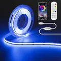 OULARA USB RGB COB LED Streifen Licht 5V 3M,Farbwechselnde streifen Licht mit 600LEDs/M,Multicolor flexible led Band mit Bluetooth Smart APP Controller für TV,Schlafzimmer, Party DIY Dekoration
