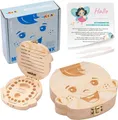 Premium Milchzahndose Jungen, Zahndose Holz Milchzähne Geschenk Taufe Zahnfee