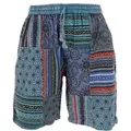 Guru-Shop Relaxhose Ethno Yogashorts, Patchwork Shorts - blau Hippie, Ethno Style, alternative Bekleidung blau L