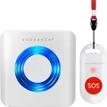 VOSSBACH Senioren Hausnotruf Set Empfänger mit Mobiler Notfallknopf SOS Notruf Alarm Knopf