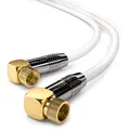 deleyCON 3,0m SAT Antennenkabel - 4K Ultra-HD Full HD HDTV - Satellitenkabel Koaxialkabel - 2x Gewinkelt - F-Stecker (90° Grad) zu F-Stecker (90° Grad) - Metallstecker - Weiß