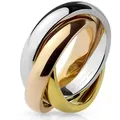 BUNGSA Fingerring 49 (15.6) Ring Tricolor Rollring aus Edelstahl für Damen (Ring, 1-tlg), Damen Herren silberfarben 49 (15.6)