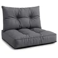 Polster für Gartenmöbel Set Sitzpolster 50x50 cm und Rückenkissen 40x50 cm - Lounge Kissen Outdoor Polster Balkon und Gartenmöbel-Kissen Loungekissen Gartenpolster Auflagen für Rattanmöbel Graphit