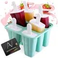 AVANA Eisformen aus Silikon 6 Stück Eis am Stiel Formen Wiederverwendbar Eiscreme Halter Wassereis Eislutscher für Kinder und Erwachsene BPA Frei - Türkis