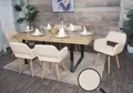 6er-Set Esszimmerstuhl MWC-A50 II, Stuhl Küchenstuhl Polsterstuhl, Holz Stoff/Textil Bouclé (450g/m²) MVG beige