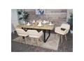 6er-Set Esszimmerstuhl MWC-A50 II, Stuhl Küchenstuhl Polsterstuhl, Holz Stoff/Textil Bouclé (450g/m²) MVG ~ beige