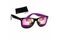 Rennec Sonnenbrille (Retro Sonnenbrille Damen Zweifarbig Lila Schwarz mit Brillenbeutel) Retro Brille Bi Color Festivalbrille Gläser Lila Verspiegelt