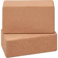 Relaxdays Yogablock 2er Set Kork Natur Rutschfest 12 x 22,5 x 7 cm 0,6 kg