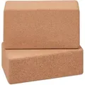 Yogablock, 2er Set, Yogaklötze Aus Kork, Für Yogaübungen, Hbt: 12 X 22,5 X 7 Cm, Rutschfeste Yogawürfel, Natur - Relaxdays