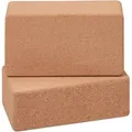 Yogablock, 2er Set, Yogaklötze Aus Kork, Für Yogaübungen, Hbt: 12 X 22,5 X 7 Cm, Rutschfeste Yogawürfel, Natur - Relaxdays