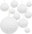 Papier Lampion in weiß - ca. Ø 25 cm / 2er Set - Lampenschirm Laterne (1 Tüte)