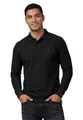 U.S. POLO ASSN. Herren Polo Shirt (M-3XL) Basic Langarm Polohemd Longsleeve Casual Oberteil P004 – Schwarz-Rot – Größe XL