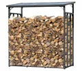 QUICK STAR Metall Kaminholzregal Außen 185 x 70 x 185 cm, Basic - 30 mm Stahlprofil, Anthrazit, Wetterfest, Kapazität 2,3 m³ (3,5 SRM), XXL Garten Kaminholzunterstand Stapelhilfe