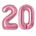 Geburtstag zahlen luftballon 20 jahre | Folienballon Rosa- Folienballon in 40"-101cm Geburtstagsdeko - Ballon Zahl Deko zum Geburtstag fliegt mit Helium für Männer Frauen 20.Geburtstagsparty Jubiläum