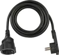 Brennenstuhl Kurzverlängerungsleitung mit Winkel-Flachstecker 3m H05VV-F3G1.5 Qualitäts-Kunststoff-Verlängerungskabel Flachstecker schwarz IP30 (1168980030)