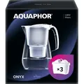 AQUAPHOR Starter-Set Onyx weiß inkl. 3 MAXFOR+ Filterkartuschen - Premium-Wasserfilter aus TRITAN, Reduziert von Kalk, Chlor & weiteren Stoffen - Weiß