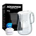 AQUAPHOR Wasserfilter Onyx Weiß inkl. 3 MAXFOR+ Filter I 4,2L Wasserfilter in Glasoptik I Karaffe I Reduziert Kalk & Chlor I Perfekt für die Familie I Premium Qualität I Stylischer Behälter