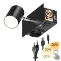 Wandspot WAIKA 1-flammig schwarz Steckdose USB-C USB-A inkl. LED GU10 Lampe