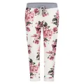 Mississhop 287 Damen Hose Cargohose Blumen Sweatpants Jogginghose Baumwolle Freizeithose Boyfriend Weiß mit Rosen Modell 19