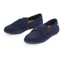 Tommy Hilfiger FLAG SOFT SUEDE DRIVER LOAFER Slipper, Schlupfschuh, Bequemschuh, Mokassin, Flats mit modischen Zierriegel blau 37 EU