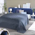 Delindo Lifestyle Tagesdecke Bettüberwurf Premium blau, für Doppelbett, einfarbig für Schlafzimmer, 220x240 cm