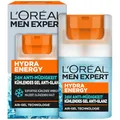 L'Oréal Men Expert kühlende Anti-Glanz Gesichtspflege für Männer, Mattierendes und erfrischendes Gel 24H Anti-Müdigkeit, Gesichtscreme für Herren mit Meeresquellwasser, Hydra Energy, 1 x 50 ml