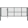 Vidaxl Garden Gate With Posts Steel 350x100 Cm Anthracite