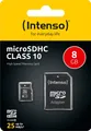 Intenso Intenso microSDHC Card 8GB, Class 10 (R) 25MB/s, (W) 10MB/s, SD-Adapt Speicherkarte