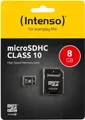 Intenso microSDHC 8GB Class 10 Speicherkarte mit SD Adapter bis 25MB/s