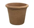 Hirsch Terracotta Vaso ohne Dekoration Ø 45 cm Terra di Impruneta Stabiler Blumentopf Übertopf mit sicherer Standfläche